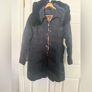 Dawn Levy Black Puffer Coat with Faux Fur
